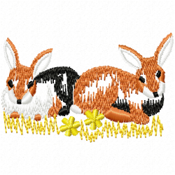 Rabbits Embroidery Design 7 Rabbits Embroidery Design 7